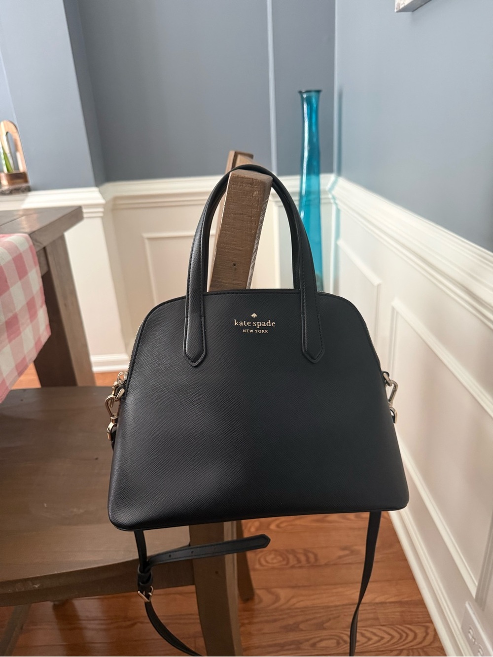 kate spade Black Saffiano Leather small Dome Satchel with Crossbody Strap - Picture 7 of 7